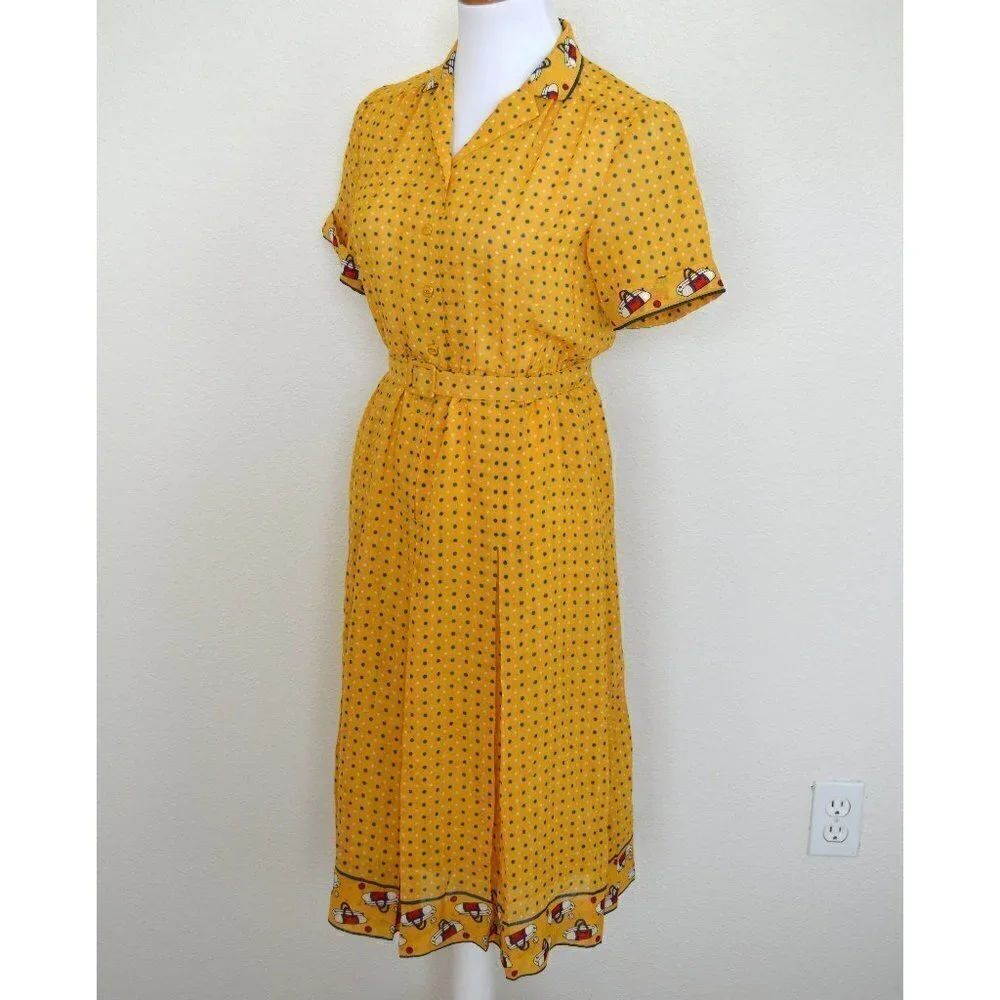 Vintage Tennis Printed Polka Dot Dress - Picture 7 of 7